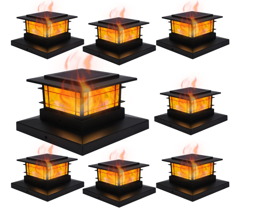 solar flame fence lights