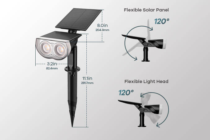 120° Adjustable Solar Panel & Light Head