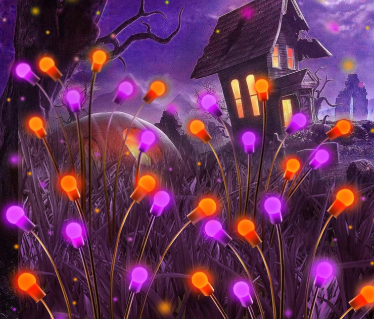 ozs purple and orange solar halloween lights