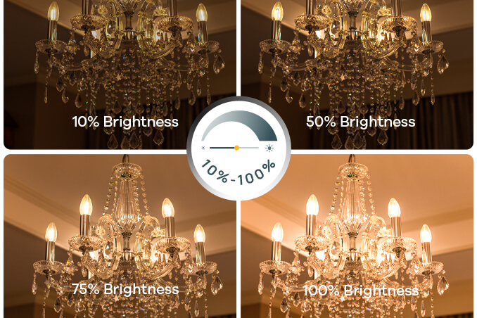 brightness levels from 10% to 100%