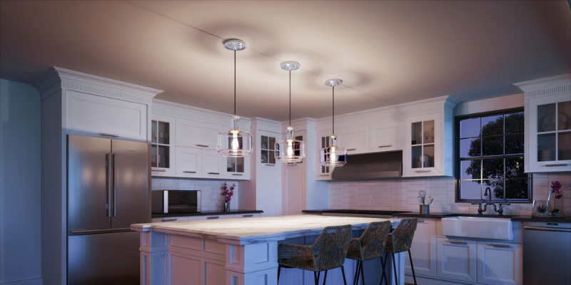 brushed nickel hanging lights kitchen