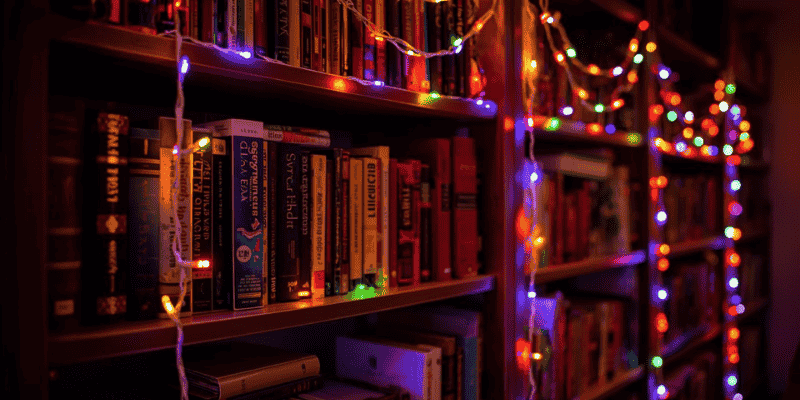 color changing christmas lights bookshelves