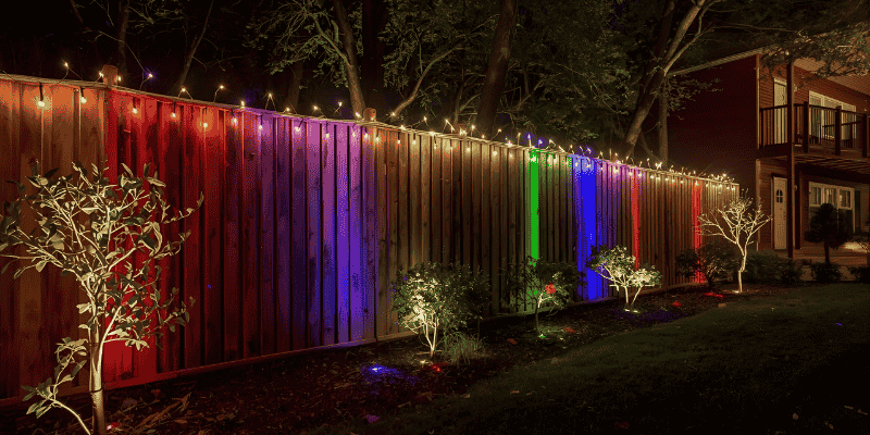 fence and landscape outdoor lights