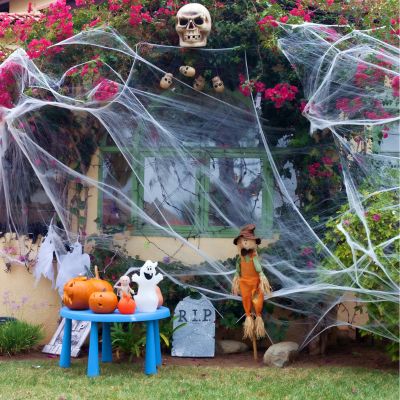 front yard halloween decor entrance