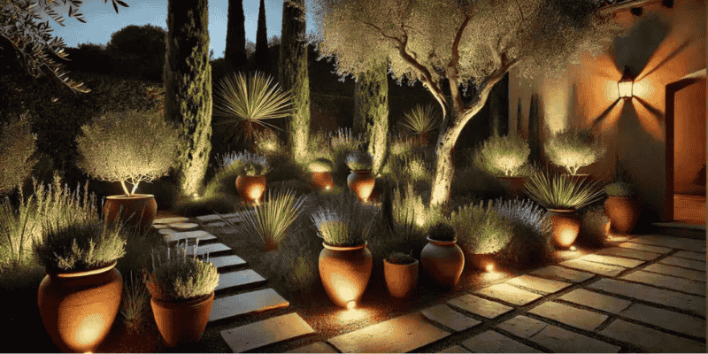 mediterranean courtyard glow pathway light