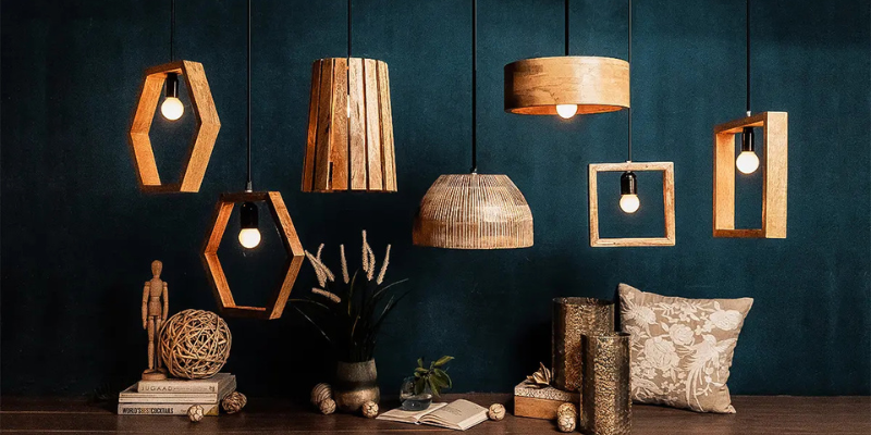 wooden kitchen lights
