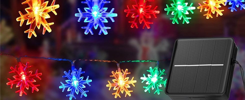 Brightown Solar Christmas Snowflake String Lights