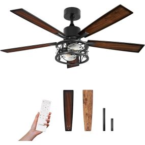 Consciot 52 Inch Farmhouse Ceiling Fan with Light 