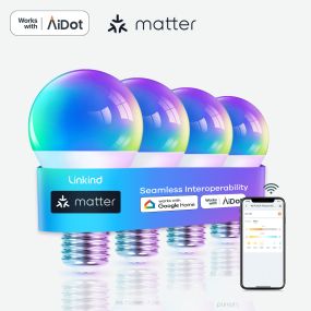 Linkind Wi-Fi Smart Matter Light Bulbs A19 RGBTW
