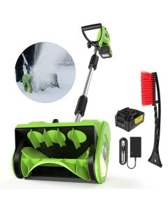 Syvio Cordless Snow Shovel, 24V | 12-Inch | 4-Ah Cordless Snow Blower, Battery Snow Blower with Directional Plate & Adjustable Front Handle (4-Ah Battery & Quick Charger Included)