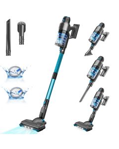 Syvio Cordless Vacuum Cleaner Upright with 40Min Runtime Detachable Battery - 3 Speeds, Blue