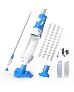 SYVIO Cordless Handheld Pool Vacuum Cleaner, Rechargeable Pool & Spa Vacuum with 78.7" Telescopic Pole, 60 Min Runtime, Strong Suction for Above Ground Pools, Hot Tub & Pond