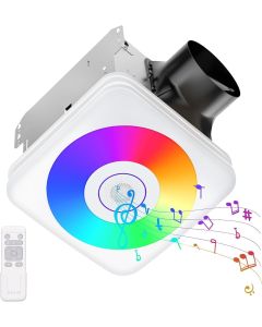 OREiN Bathroom Fan with Bluetooth Speaker, 110/160 CFM 1.0 Sones Bathroom Exhaust Fan with Light, 40W Shower Vent Fan with Light & Remote, 1500lm LED Light 2700K/4000K/6500K & Nightlight, Music Sync