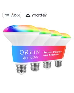 OREiN Smart WiFi LED Light Bulbs with Matter BR30 - Color Changing, 4 Packs