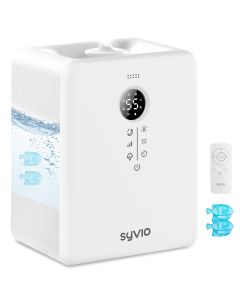 Syvio 6L Cool and Warm Mist Humidifiers up to 755 sq.ft with 1 Fish-Filte - Remote Control, Milky White