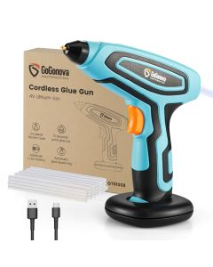 GoGonova Cordless Anti-Drip Glue Gun 15s Fast Preheating - 5Ah USB-C Rechargeable, Kit with 25 Pcs Mini Glue Sticks