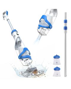 SYVIO 40W Cordless Handheld Pool Vacuum Cleaner, 18.5 GPM Rechargeable Pool Vacuum, 75 Min Runtime, 2 Hr Fast Charging for Pool, Spa & Hot Tub with 87.5" Telescopic Pole