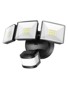OREiN 240° Motion Sensor LED Outdoor Security Lights With IP65 Waterproof - 3 Modes, Black