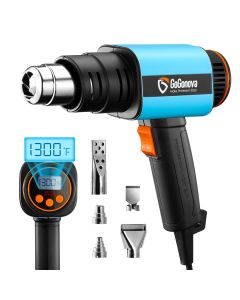 GoGonova 1800W Heat Gun with Variable Temperature Mode -  120℉-1300℉ with LCD Digital Display, 5 Nozzles for Shrink Tubing