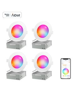 OREiN Smart Recessed Lighting 4 inch with Wi-Fi APP Control - RGBWW, 4 Pack