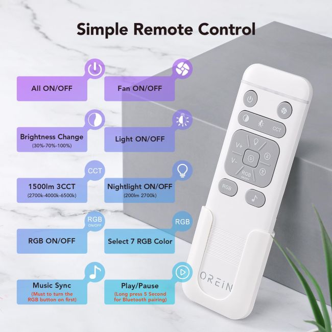 OREiN OL005 Bathroom Exhaust Fan with Bluetooth Speaker