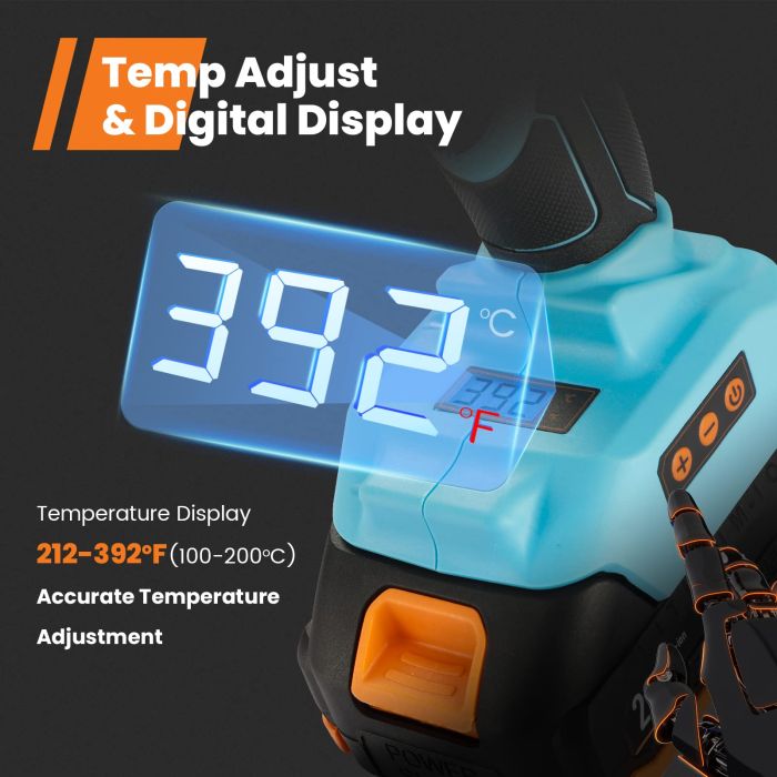 20V Temp Adjust Cordless Glue Gun, GoGonova LCD Digital Display Fast  Heating