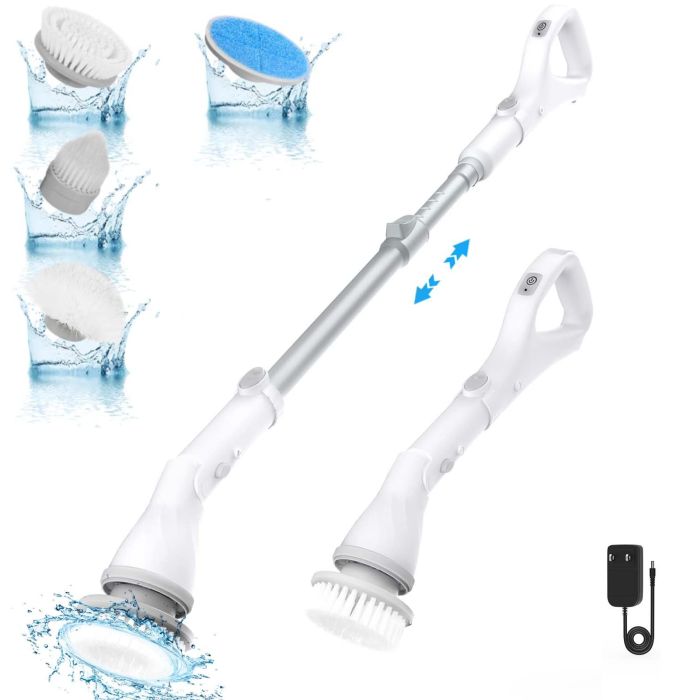 SYNOSHI | Electric Spin Scrubber, Power Brush with 3 Replaceable Heads,  Cordless & Waterproof
