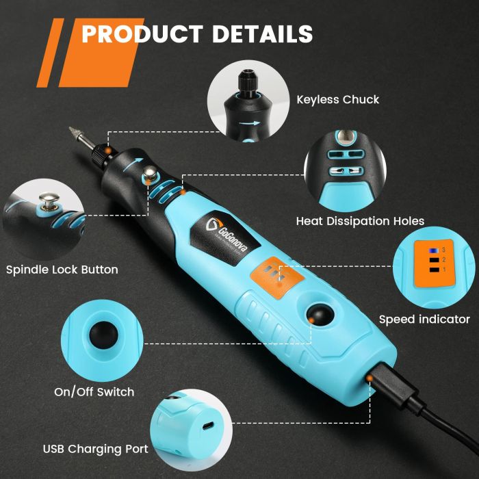GoGonova 4V Cordless Rechargeable Rotary Tool with 3-Speeds