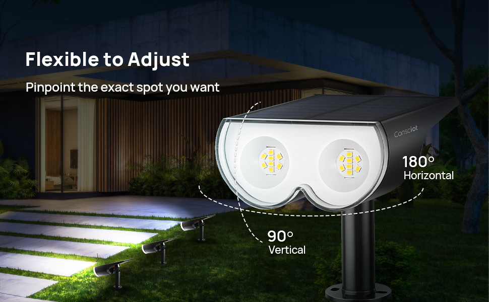 flexible solar spotlight positioning